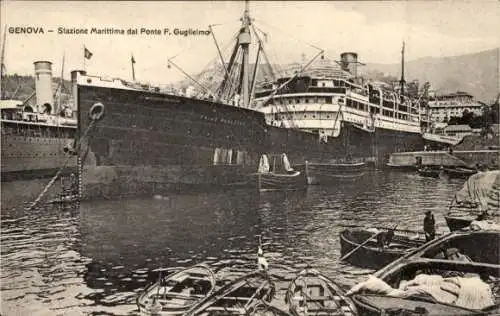 Ak Genova Genua Liguria, Stazione Marittima dal Ponte F. Guglielmo