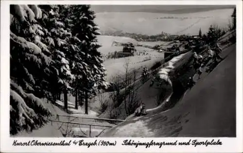 Ak Oberwiesenthal im Erzgebirge, Schönjungferngrund, Winter