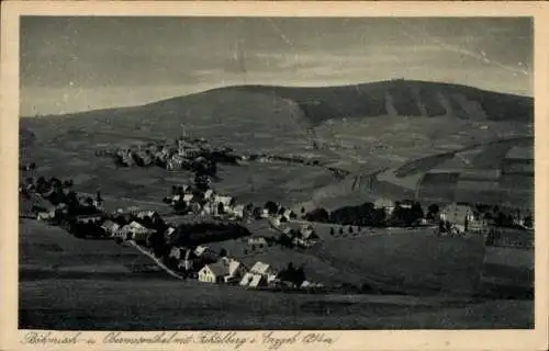 Ak Oberwiesenthal im Erzgebirge, Panorama, Fichtelberg