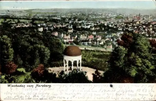 Ak Wiesbaden in Hessen, Panorama vom Neroberg