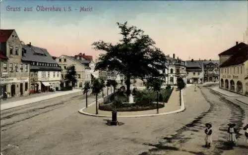 Ak Olbernhau im Erzgebirge, Markt