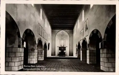 Ak Borna in Sachsen, Kunigundenkirche, Schiff mit Altar