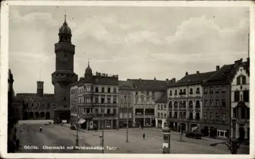 Ak Görlitz, Obermarkt mit Reichenbacher Turm