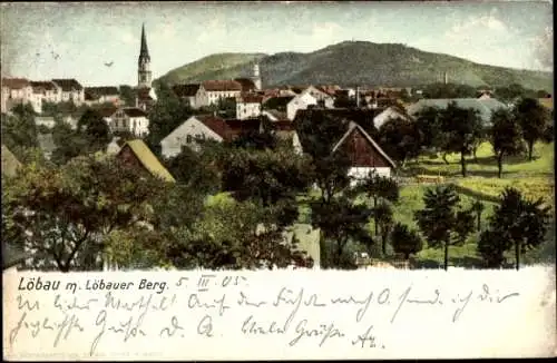 Ak Löbau in Sachsen, Panorama vom Ort mit Löbauer Berg