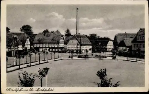 Ak Hirschfelde Zittau in der Oberlausitz, Marktplatz, Geschäftshäuser