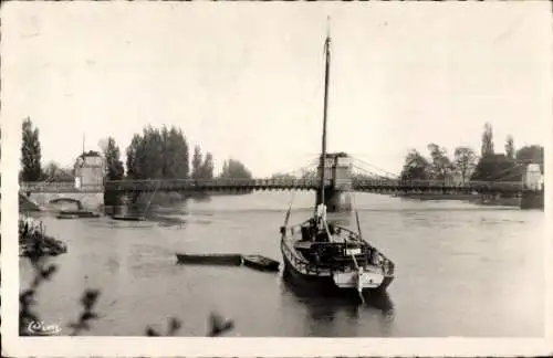 Ak Guitres Gironde, Le Pont, La Route Bordeaux-Paris