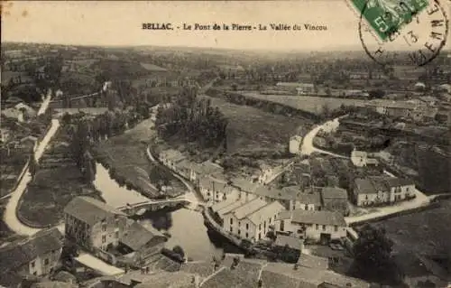 Ak Bellac Haute Vienne, Panorama, Pont de la Pierre, Vallee du Vincou