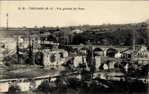 Ak Thouars Deux Sèvres, Vue generale des Ponts