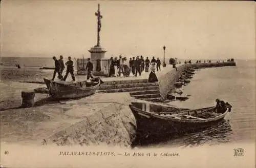 Ak Palavas les Flots Hérault, Jetee, Calvaire