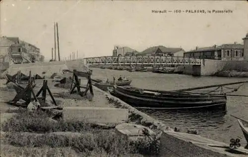 Ak Palavas les Flots Hérault, La Passerelle