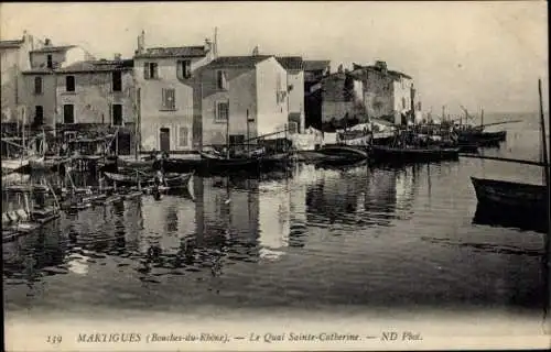 Ak Martigues Bouches du Rhône, Le Quai Sainte-Catherine