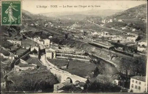 Ak Foix Ariege, le Pont sur l'Arget et la Gare