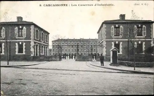 Ak Carcassonne Aude, les Casernes d'Infanterie