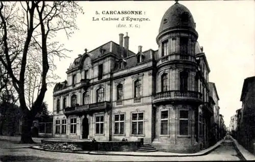 Ak Carcassonne Aude, la Caisse d'Epargne