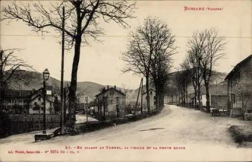 Ak Bussang Vosges, Auf dem Weg zum Tunnel, alte und neue Straße