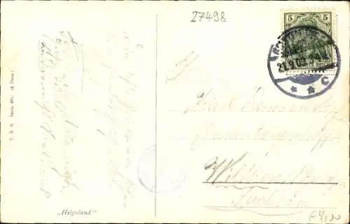 Künstler Ak Jensen, Prof. Alfred, Nordseeinsel Helgoland, Leuchtturm, Segelboot