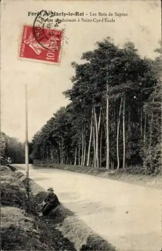 Ak Marly le Roi Yvelines, Foret, Bois de Sapins, Route conduisant a Saint-Cyr-l'Ecole