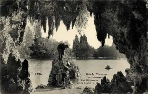 Ak Paris XII Bois de Vincennes, Lac Daumesnil, Grotte