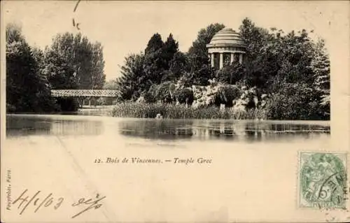 Ak Paris XII Bois de Vincennes, Temple Grec