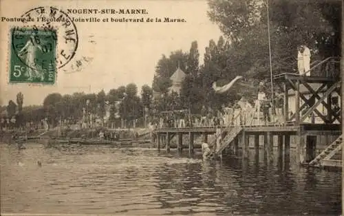 Ak Nogent sur Marne Val de Marne, Ponteu de l'Ecole de Joinville, Boulevard de la Marne