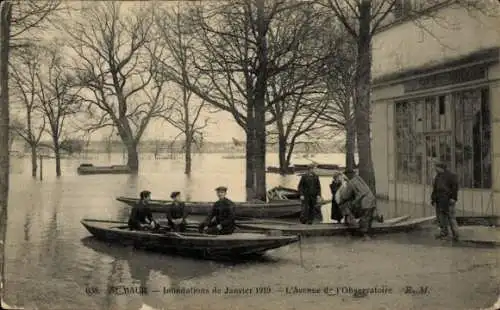 Ak Saint Maur Val de Marne, Hochwasser Januar 1910, Avenue de l'Observatoire