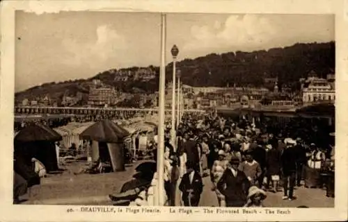 Ak Deauville La Plage Fleurie Calvados, Strand, Promenade