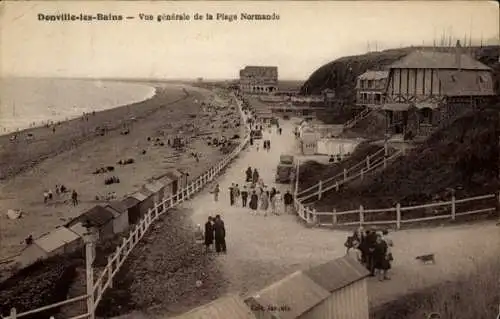 Ak Donville les Bains Manche, Strand, Gesamtansicht