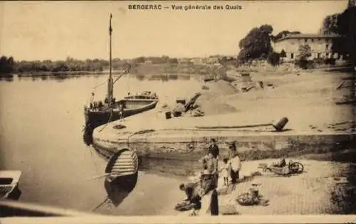 Ak Bergerac Dordogne, Vue generale des Quais