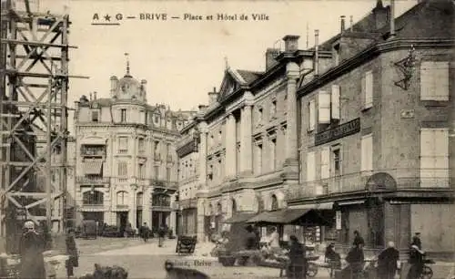 Ak Brive la Gaillarde Corrèze, Place, Rathaus