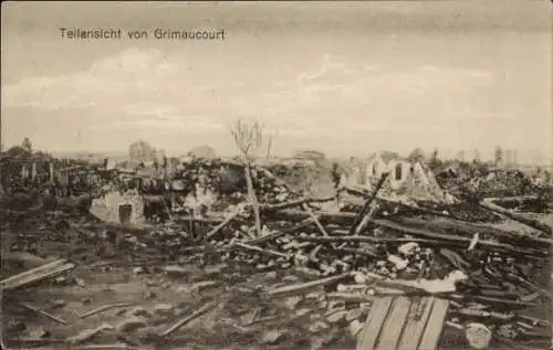 Ak Grimaucourt près Sampigny Hauts-de-Seine, Teilansicht, Zerstörung 1. WK