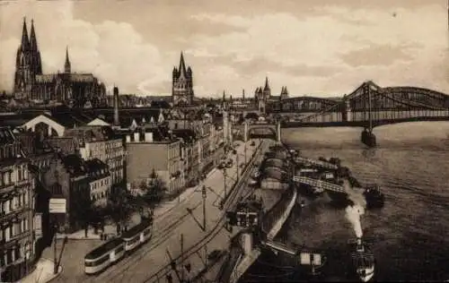 Ak Köln am Rhein, Rheinwerft, Straßenbahn