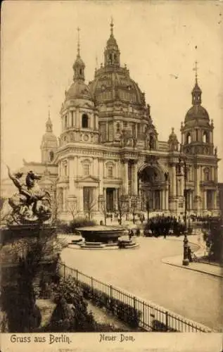 Ak Berlin Mitte, Dom, Brunnen, Denkmal