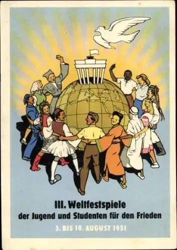 Ak III. Weltfestspiele der Jugend und Studenten für den Frieden, 5. bis 19. August 1951, Berlin