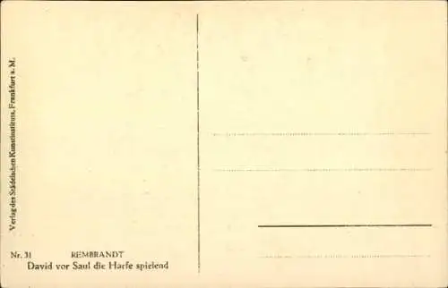 Künstler Ak Rembrandt, David vor Saul die Harfe spielend