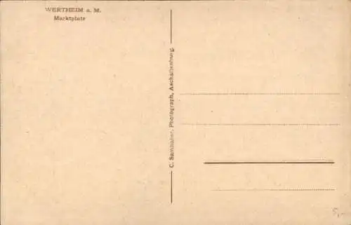 Ak Wertheim im Main Tauber Kreis, Alte Häuser am Marktplatz, Kaufhaus, Apotheke, Kirchturm