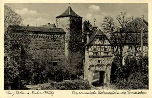 Ak Künzelsau am Kocher Hohenlohekreis, Burg Stetten am Kocher, Wehrmantel, Torwartshaus