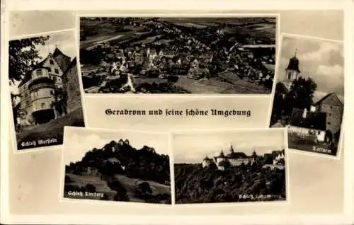 Ak Gerabronn in Württemberg, Luftbild, Schloss Zierberg, Schloss Morstein