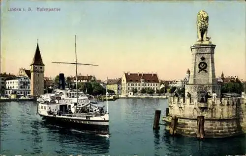 Ak Lindau am Bodensee Schwaben, Hafen