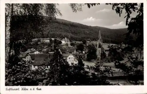 Ak Höfen an der Enz Schwarzwald, Teilansicht, Kirchturm