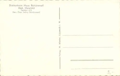 Ak Bad Hersfeld Hessen, Diätkurheim Haus Schönewolf