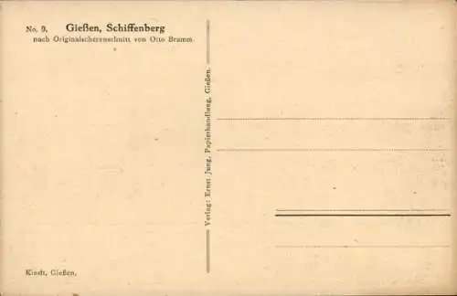 Ak Gießen an der Lahn Hessen, Schiffenberg, Originalscherenschnitt Otto Bramm