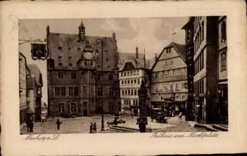 Ak Marburg an der Lahn, Rathaus, Marktplatz