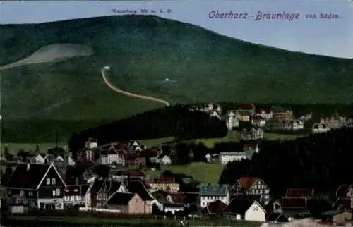 Ak Braunlage im Oberharz, Blick auf die Stadt von Süden gegen den Wurmberg