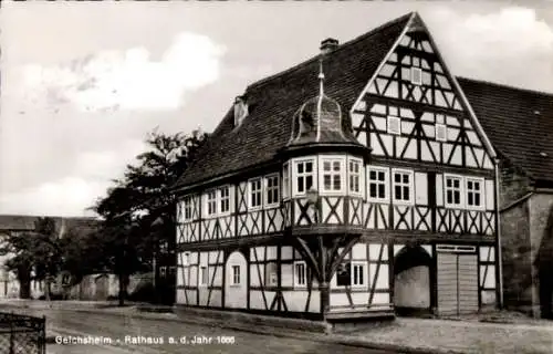 Ak Gelchsheim in Unterfranken, Rathaus aus dem Jahr 1666