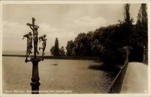 Ak Insel Mainau im Bodensee, Schwedenkreuz am Inselzugang