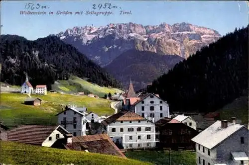 Ak Wolkenstein in Gröden Selva di Valgardena Südtirol, Panorama mit Sellagruppe