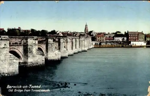 Ak Berwick on Tweed, Alte Brücke von Tweedmouth