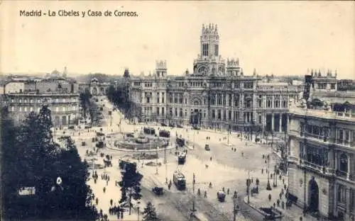 Ak Madrid Spanien, La Cibeles und Casa de Correos