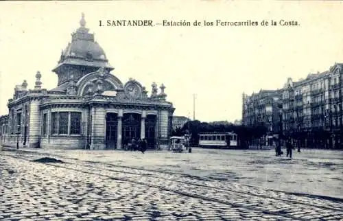 Ak Santander Kantabrien Spanien, Estacion de los Ferrocarilles de la Costa