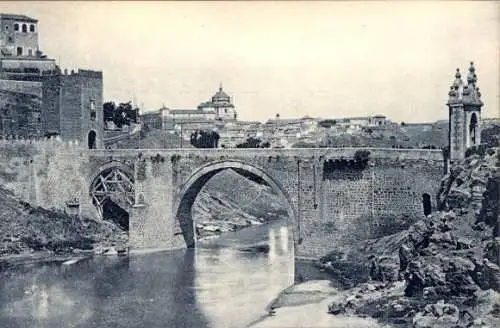 Ak Toledo Castilla La Mancha Spanien, Puente de Alcániara